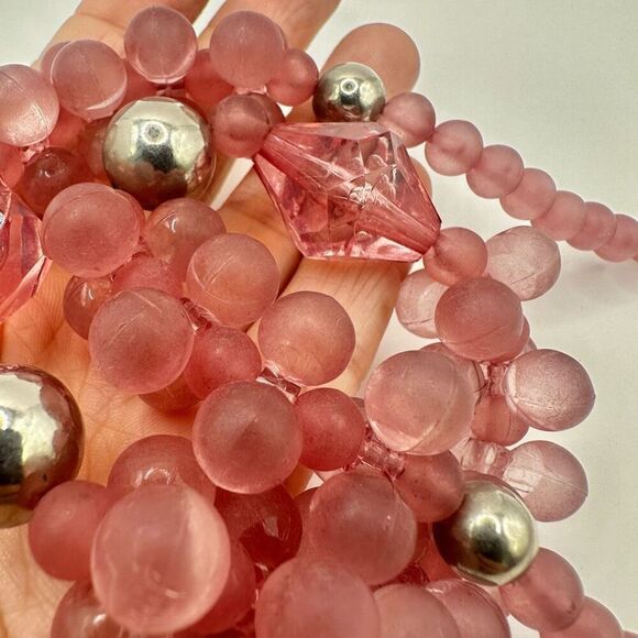 Pink cluster beaded vintage necklace - Picture 9 of 9